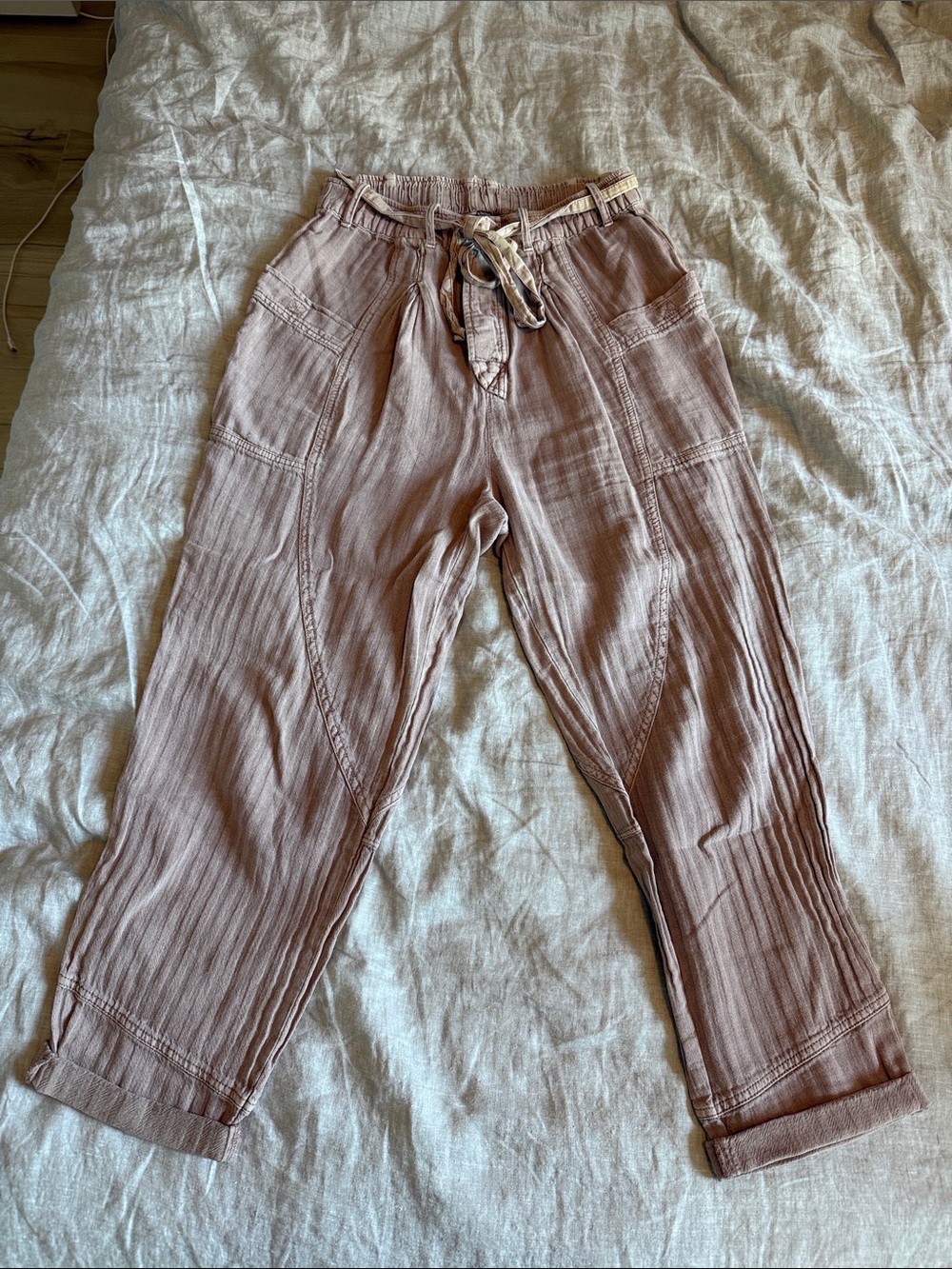 Free People Mauve Drawstring Relaxed Pants